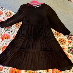 Naked Zebra Long Sleeve Black Flowy Tiered Dress size S